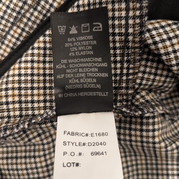 NWT Carolina Belle women's slim trousers, black & tan plaid, size 6 - Picture 9 of 15